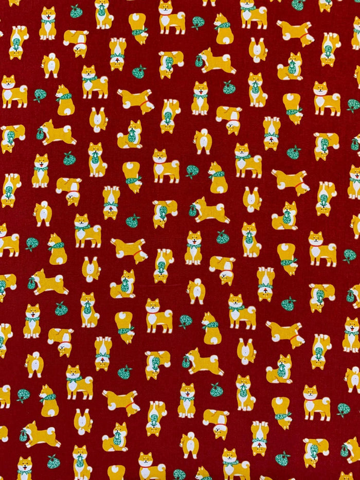 Cosmo - Shiba and Karakusa Cotton - Red