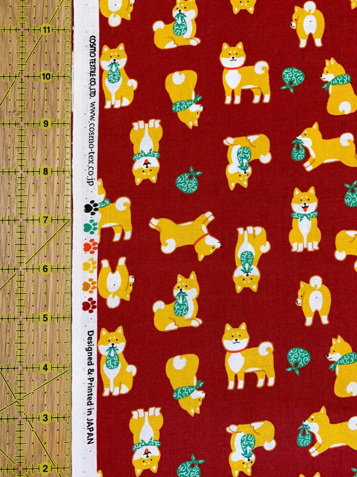 Cosmo - Shiba and Karakusa Cotton - Red