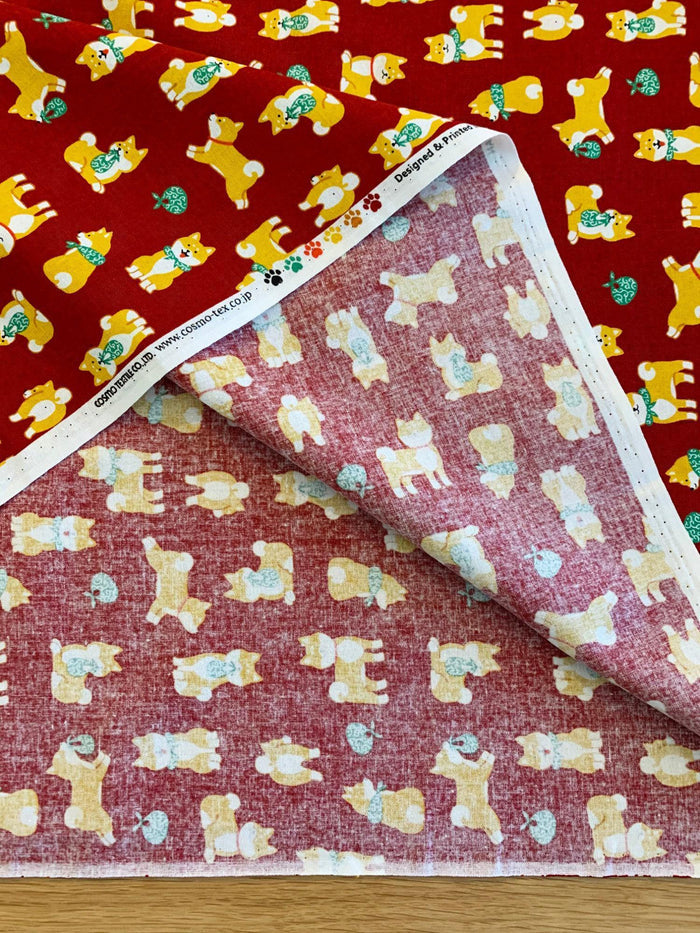 Cosmo - Shiba and Karakusa Cotton - Red