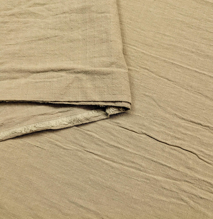 NEW Soft Gridded Dobby Cosmo Japanese cotton linen fabric AD-5747 51 khaki