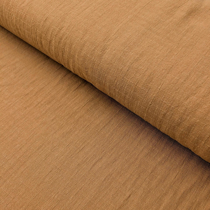 NEW Soft Gridded Dobby Cosmo Japanese cotton linen fabric AD-5747 10 light brown
