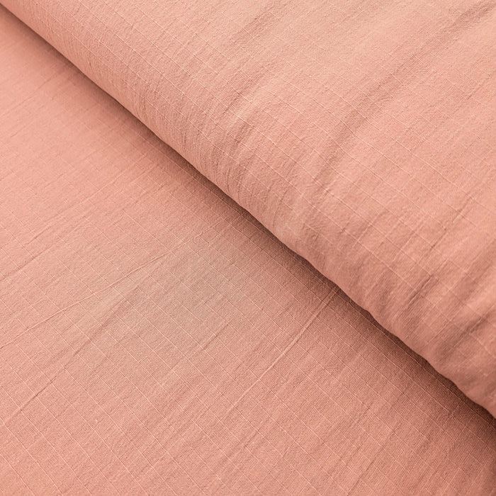 NEW Soft Gridded Dobby Cosmo Japanese cotton linen fabric AD-5747 31 pale coral pink