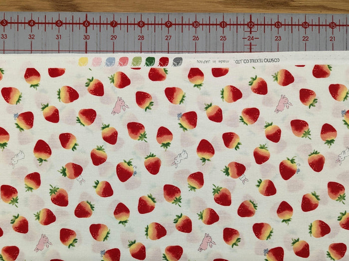 Cosmo - Strawberry Bunnies Kawaii Cotton - White