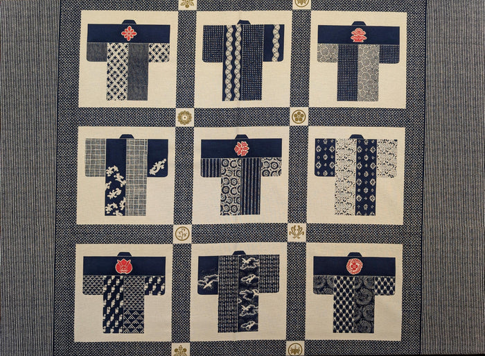Craft-P - Kimono Design Cotton Fabric Panel - Black or Navy