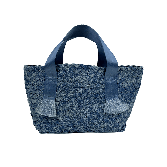 Darcy Woven Denim Tote w/ Self Handles w/ Crossbody Strap