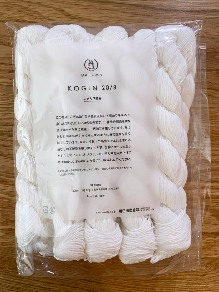 Daruma - Cotton Kogin Thread 100m Card 20/8 - Prepared For Dye White