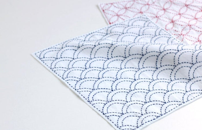 Daruma - Kago Basket Cotton Sashiko Fukin Sampler Cloth - White