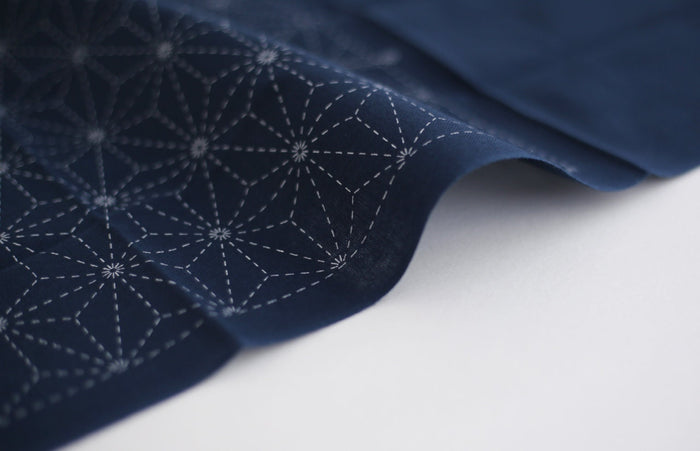 Daruma - Kakuju-Tsunagi Connected Right Angles Cotton Sashiko Fukin Sampler Cloth - Blue or White