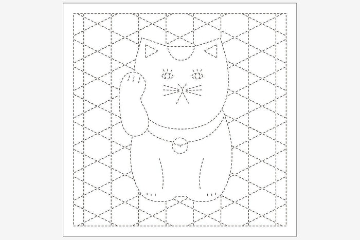 Daruma - Maneki Neko Cotton Sashiko Fukin Sampler Cloth - Blue or White