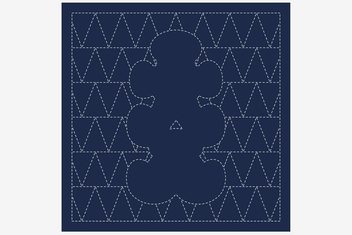 Daruma - Oiri and Sankaku Cotton Sashiko Fukin Sampler Cloth - Blue or White