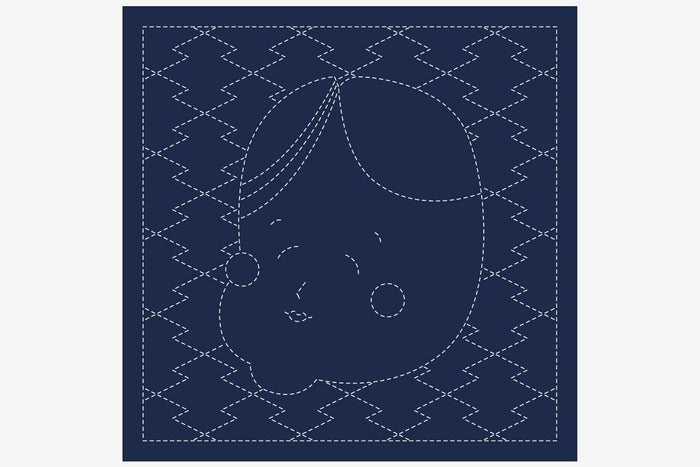 Daruma - Okame Cotton Sashiko Fukin Sampler Cloth - Blue or White