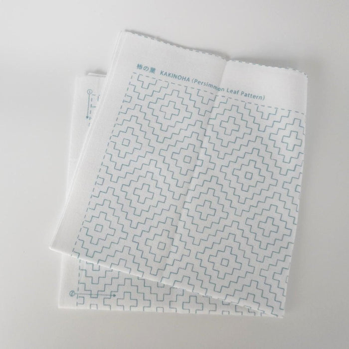 Daruma - Persimmon Leaf Cotton Sashiko Fukin Sampler Cloth - White