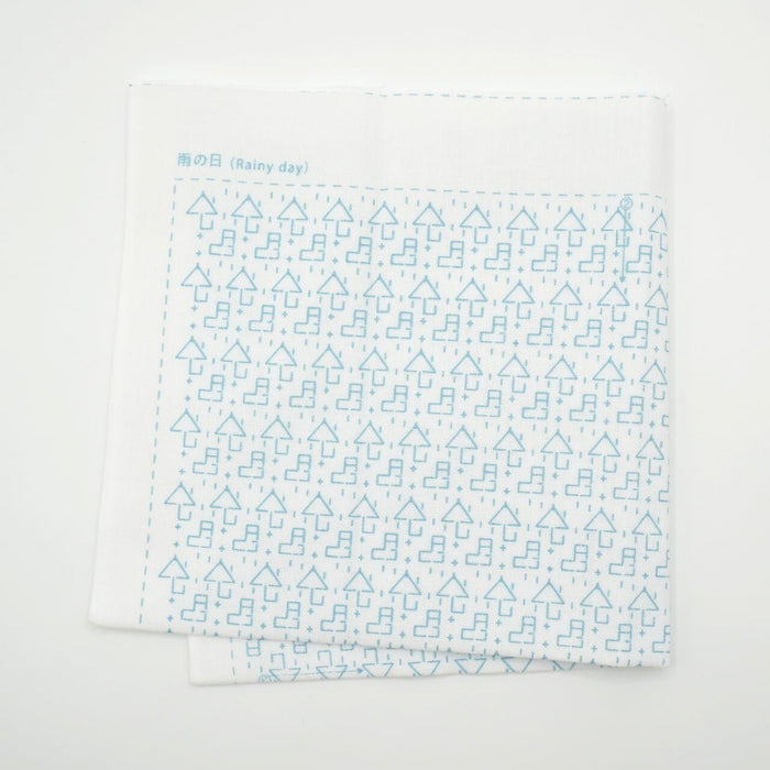Daruma Rainy Day Sashiko Fukin Japanese cotton sashiko sampler cloth 8430-1167 white