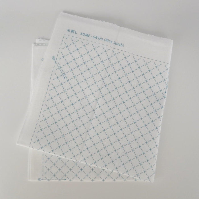 Daruma Rice Sashiko Fukin Japanese cotton sashiko sampler cloth 8430-1105 white