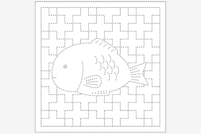 Daruma - Tai and Juji-Tsunagi Cotton Sashiko Fukin Sampler Cloth - Blue or White