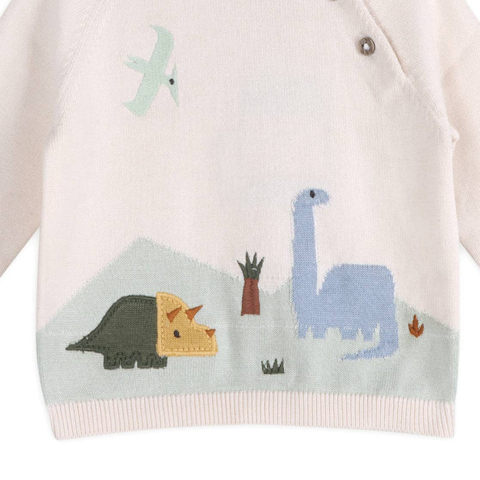 Dino Jacquard Baby Knit Pullover (Organic)