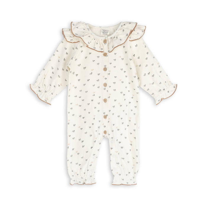 Ditsy Hearts Baby Jumpsuit (Organic Jersey)
