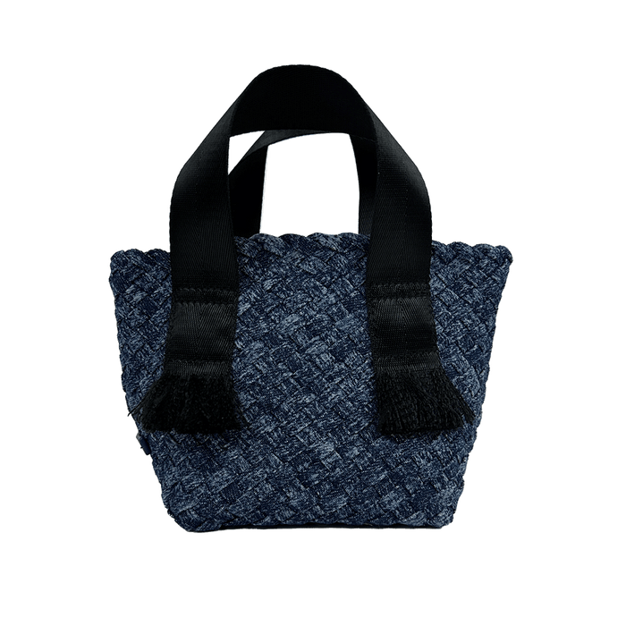 Dora Small Woven Denim Tote w/ Crossbody Strap