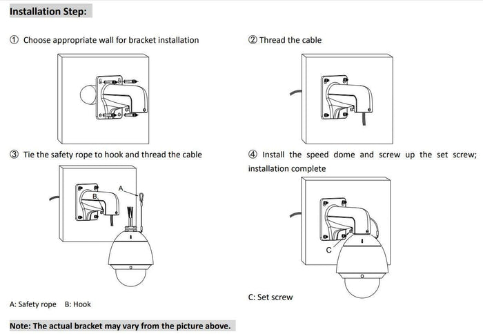 DS-1618ZJ Short Arm Indoor/Outdoor Wall Mount Bracket for Most Hikvision PTZ DS-2DE5184-AE