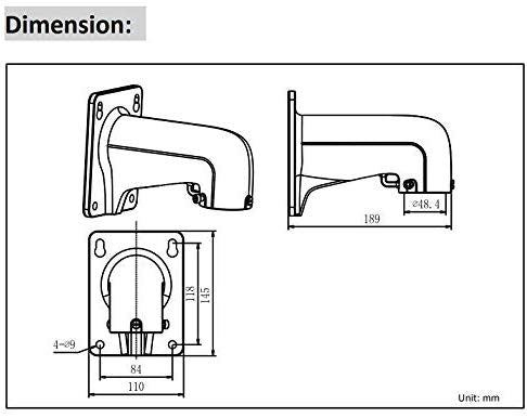 DS-1618ZJ Short Arm Indoor/Outdoor Wall Mount Bracket for Most Hikvision PTZ DS-2DE5184-AE