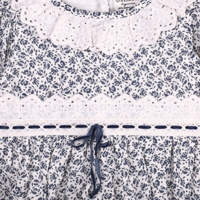 Floral Print & Lace Baby Girl Romper