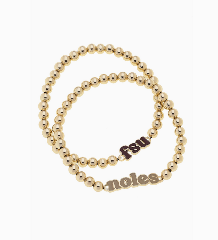 Florida State Seminoles Slogan Ball Bead Bracelet Set of 2