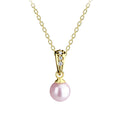 Girls 14K Gold-Plated Pink Pearl Pendant Necklace for Kids