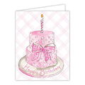 Girl's First Birthday Cake Greeting Card