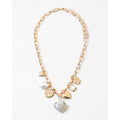 Gold Chain Heart & Pearl Charm Necklace