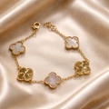 Gold Clover Bracelet with Mother of Pearl | Elegant Floral Charm Bracelet