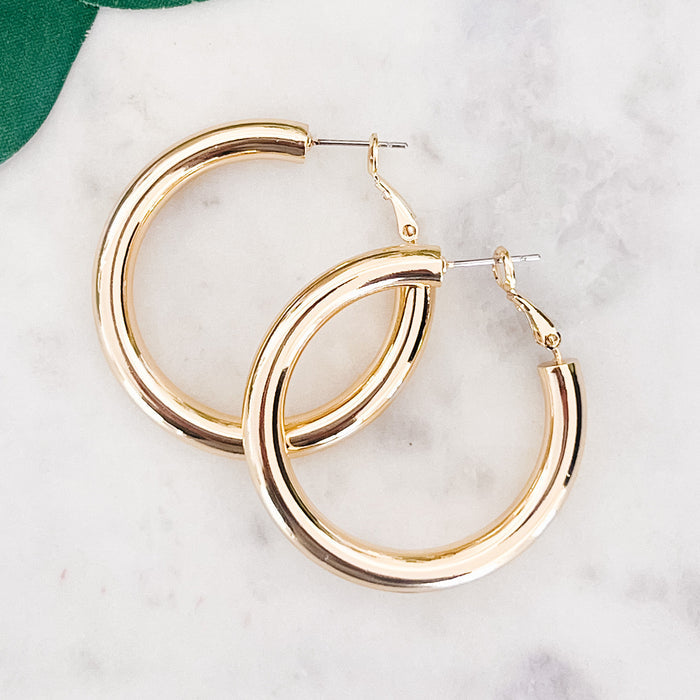 Gold-Dipped Brass Hoop Earrings