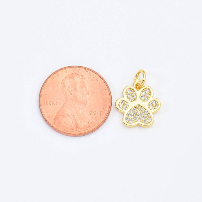 Gold Filled Paw Print Charm, Dog Cat Paw  Pendant CP1661