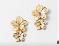 Gold Floral Drop Earrings | Textured Flower Statement Earrings
