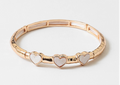 Gold Heart Stretch Bracelet with Mother-of-Pearl Accents