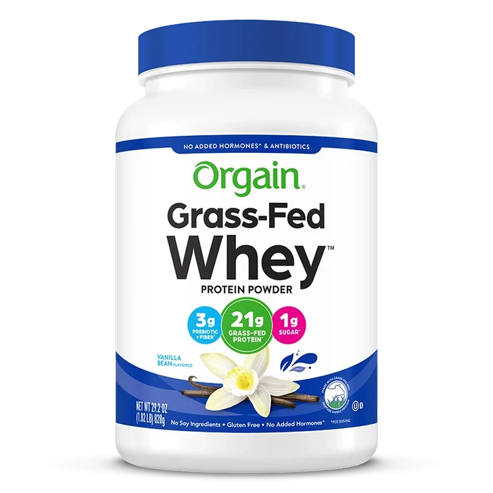 Front of Grass Fed Whey Protein Powder - Vanilla Bean  Flavor in the 1.82lb Canister Size