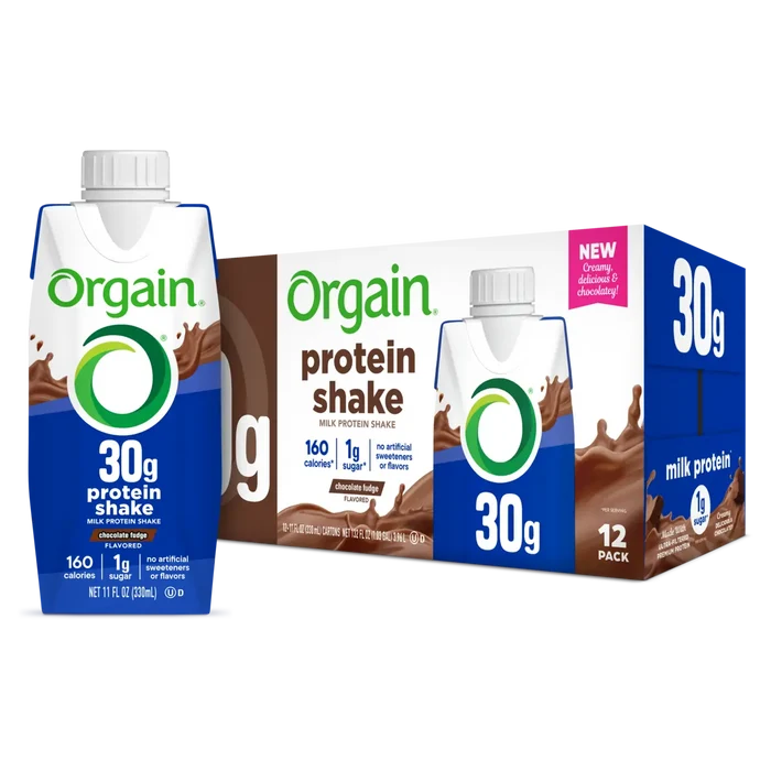 Front of 30g protein shake chocolate fudge flavor