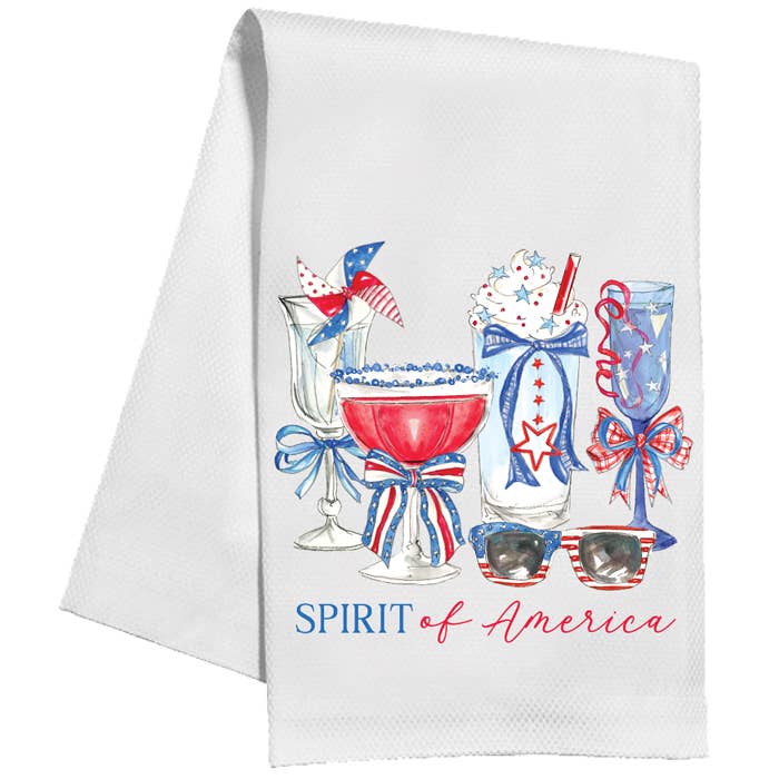 Handpainted Fourth Of July Cocktails Kitchen Towel