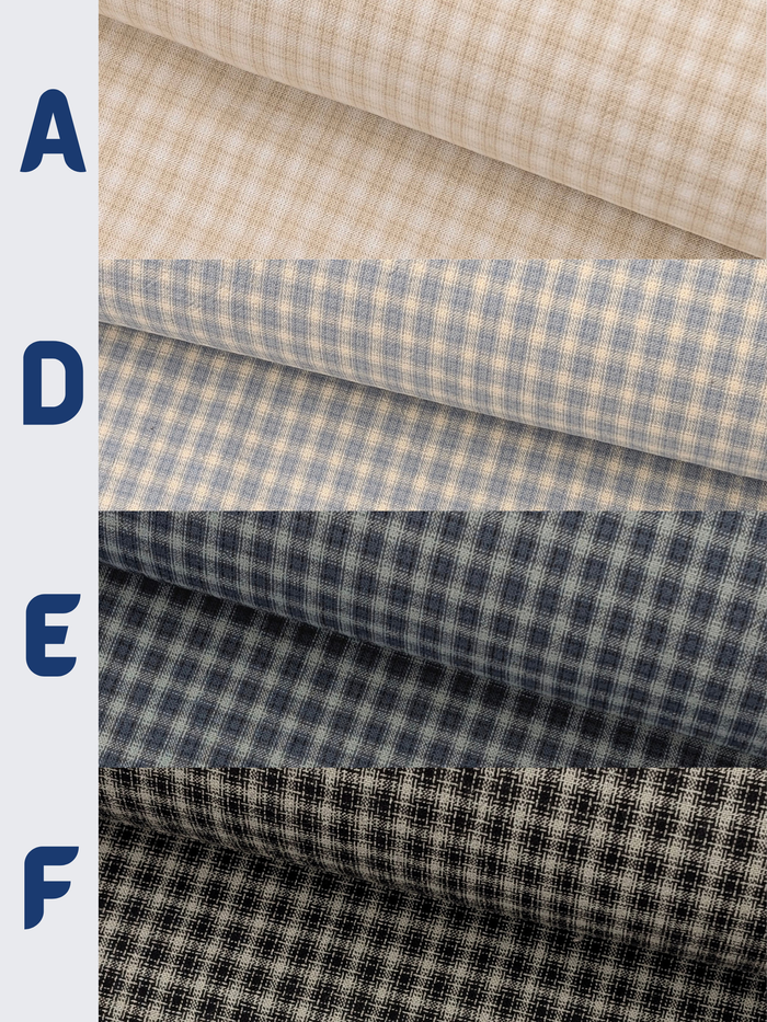 Handworks - Small Gingham Check Yarn Dyed Cotton Fabric - Beige