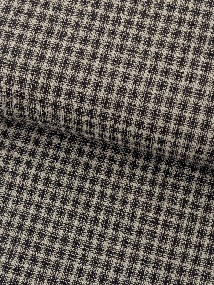 Handworks - Small Gingham Check Yarn Dyed Cotton Fabric - Gray & Black