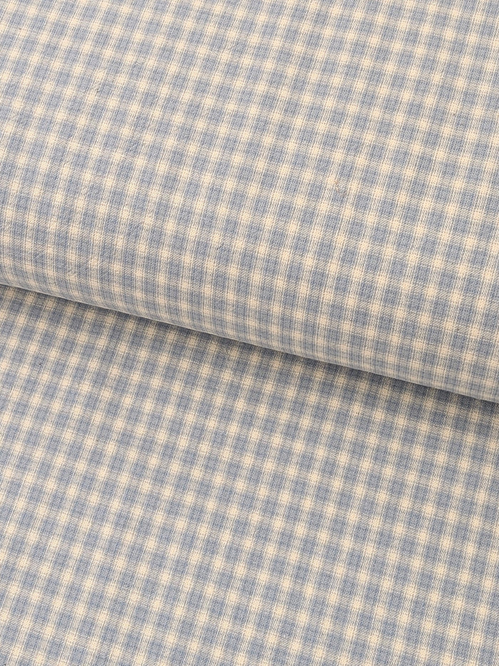 Handworks - Small Gingham Check Yarn Dyed Cotton Fabric - Light Blue