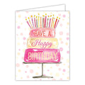 Have a Happy Birthday Cake Pink Small Folded Greeting Card