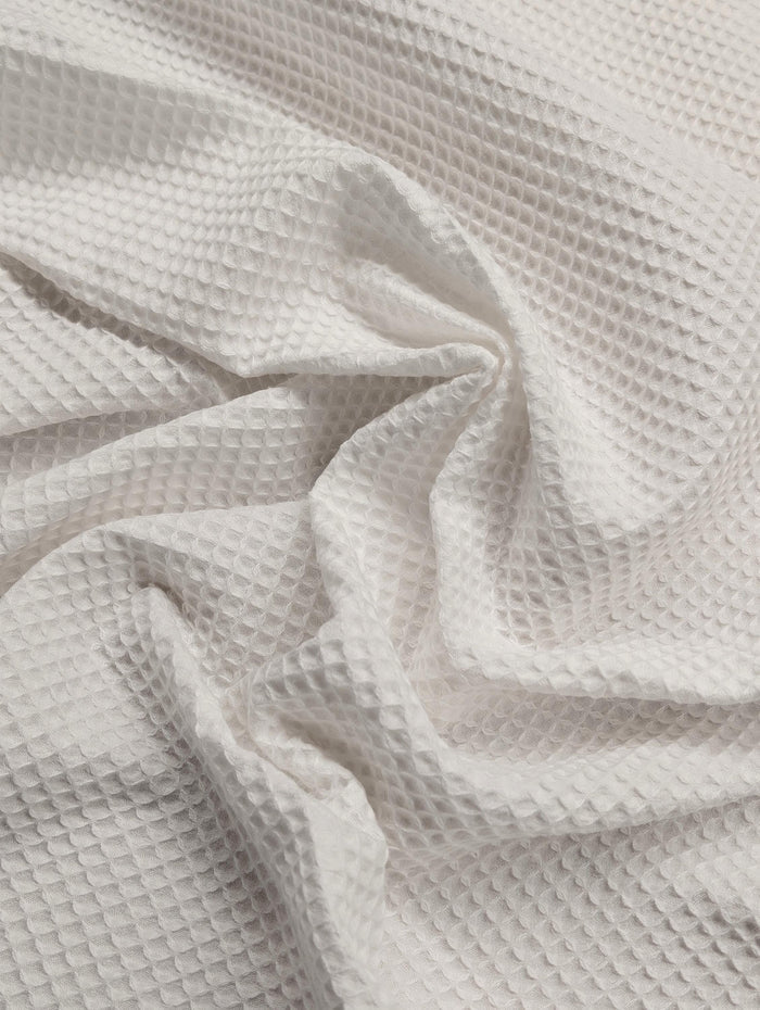 NEW Non-Sretch Japanese Cotton Woven Waffle Fabric - White - Half Yard H-5000-1