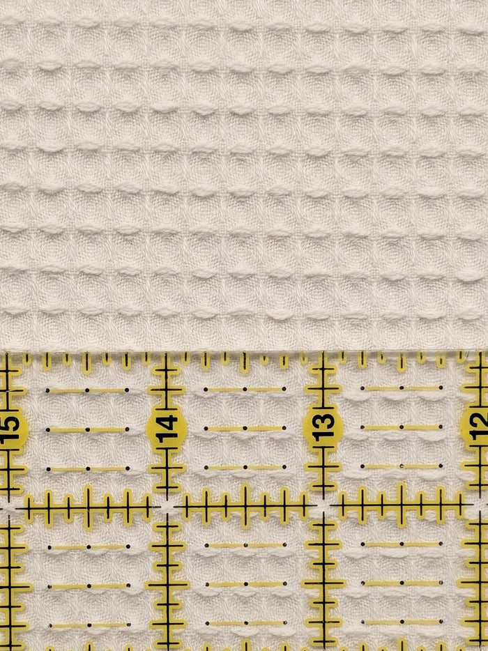 NEW Non-Sretch Japanese Cotton Woven Waffle Fabric - White - Half Yard H-5000-1