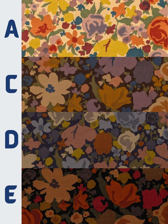 Hokkoh - Block Flower Meadow Cotton Needlecord Corduroy Fabric - Beige