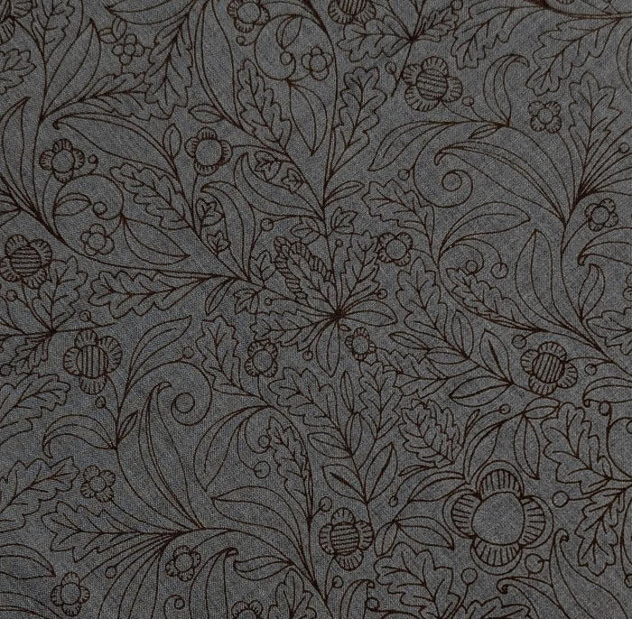 Hokkoh - Botanical Filigree Cotton Lawn - Blue and Black