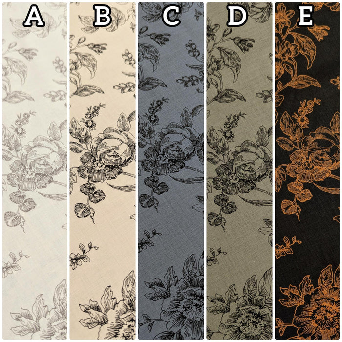 Hokkoh - Botanical Filigree Cotton Lawn - White and Gray