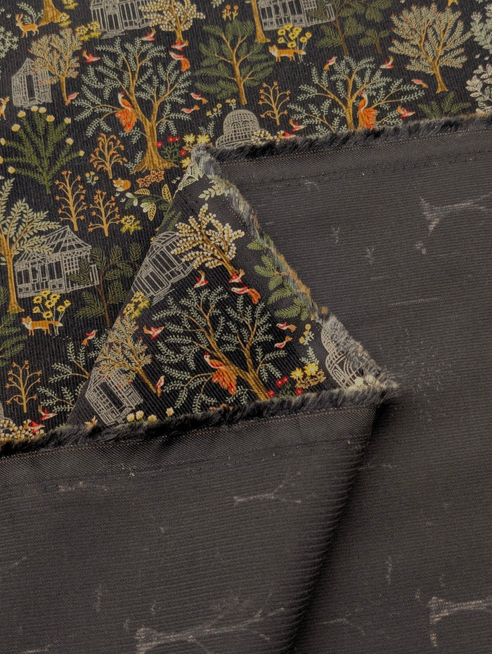 Hokkoh - Botanical Garden Cotton Needlecord Corduroy Fabric - Black