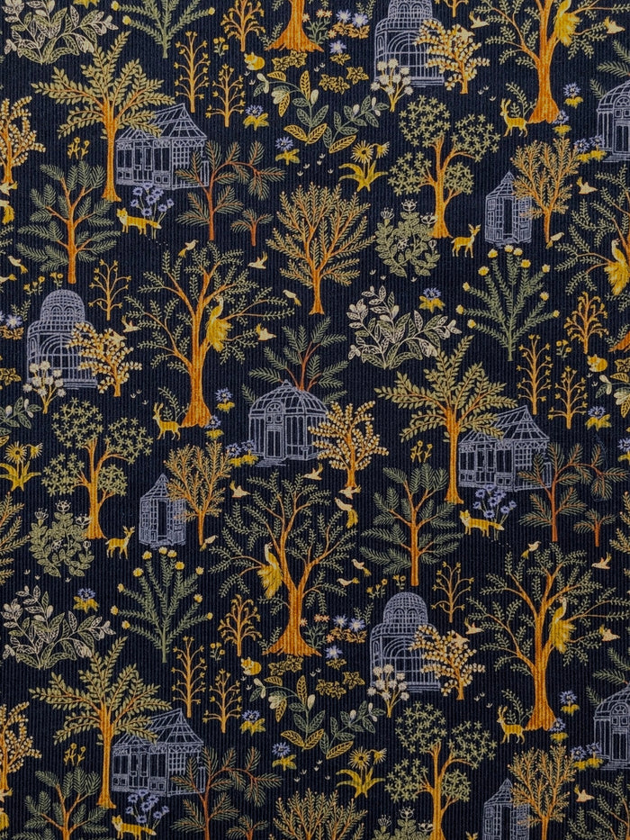 Hokkoh - Botanical Garden Cotton Needlecord Corduroy Fabric - Navy