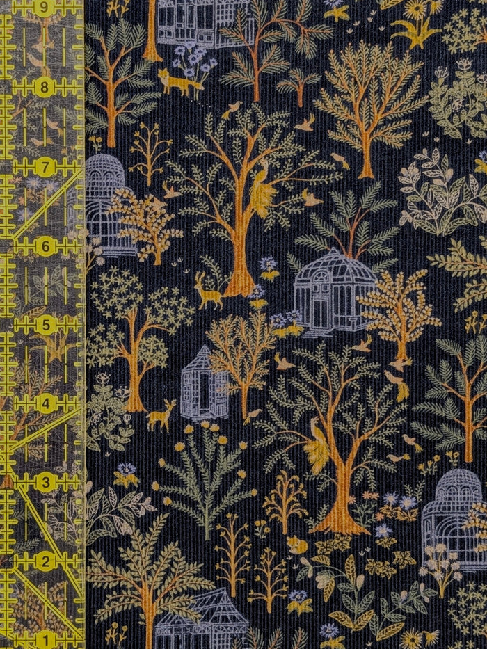 Hokkoh - Botanical Garden Cotton Needlecord Corduroy Fabric - Navy