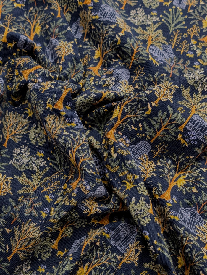 Hokkoh - Botanical Garden Cotton Needlecord Corduroy Fabric - Navy